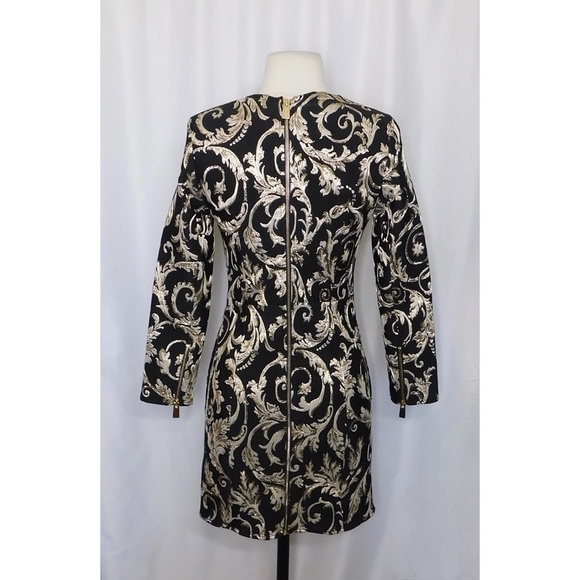 ANINE BING Gold Metallic Brocade Dress Jacquard Swirly Mini Party Holidays XS - Picture 10 of 16